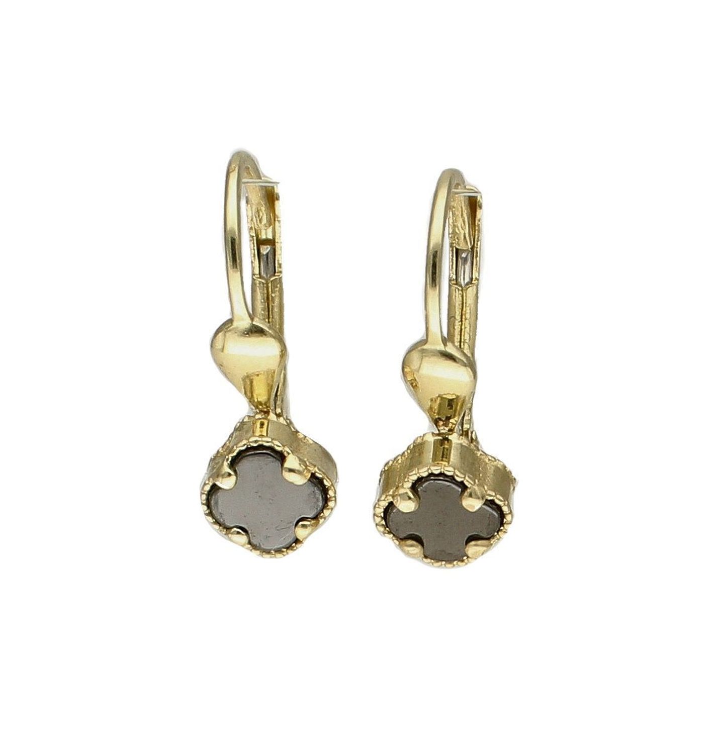 Złote kolczyki koniczynki z onyksem KL 7826B 333.jpg